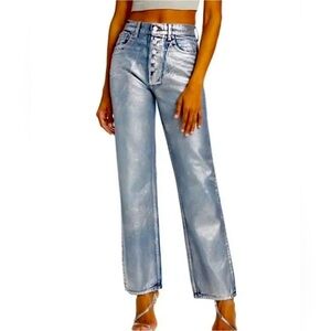 Derek Lam 10 Crosby Denim Mila Mid-Rise Girlfriend Jeans SILVER